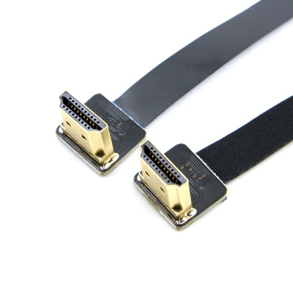 

0.2M FPV Dual Up Angled 90 Degree HDMI Type A Male to Male HDTV FPC Flat Cable for Multicopter Aerial Photography 10CM 50CM