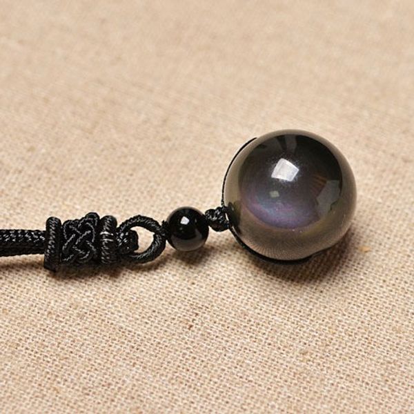 

black obsidian rainbow eye beads ball jewelry stone pendant transfer lucky love crystal jewelry, Silver