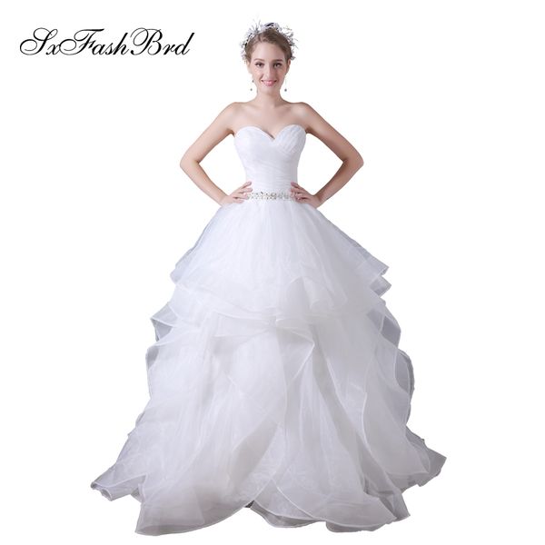 compre elegante vestido de novia con volantes una línea de organza