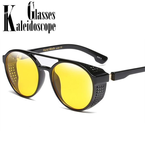 

retro round hollow men steampunk sunglasses women vintage sunglass brand designer steam punk sun gogglestwin-beams glasses, White;black