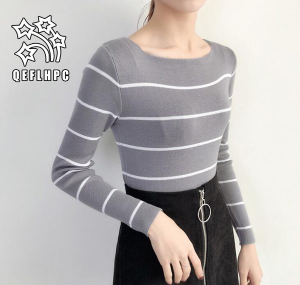 

2018 spring autumn. sweater. black and white stripes. women's clothes. sweater. long sleeves. women's t-shirt. women's & tee