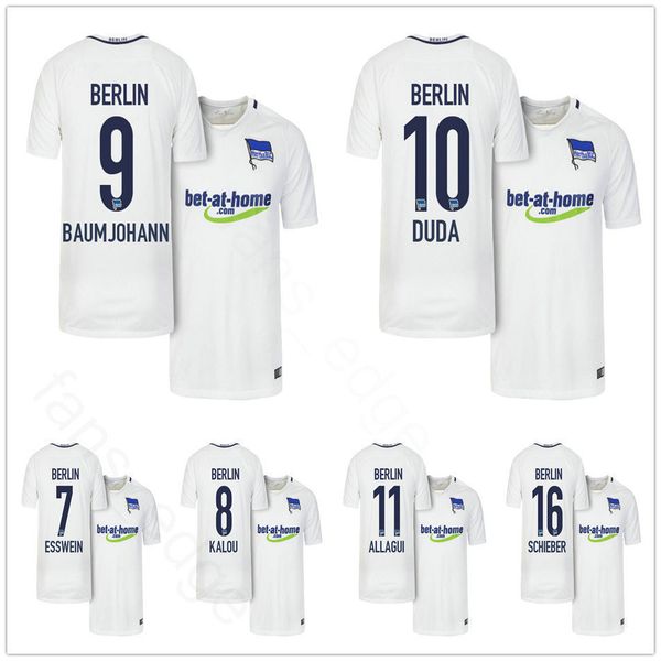 

customized soccer jerseys 10 duda 9 baumjohann 7 esswein 6 darida kalou 11 allagui 16 schieber 19 ibisevic home white color football shirt, Black;yellow