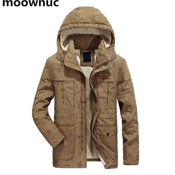 

moownuc 2018 cotton parka mens coats autumn winter thick warm hooded jacket men casual coat mens parkas windbreakers male l-3xl, Black
