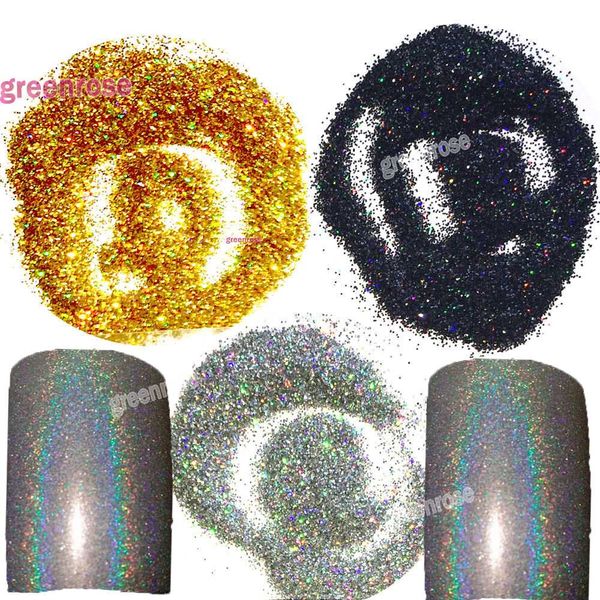 

5g sparkly holographic color laser silver nail art glitter pigment 0.2mm size dust eye shadow makeup powder manicure nails decor, Silver;gold