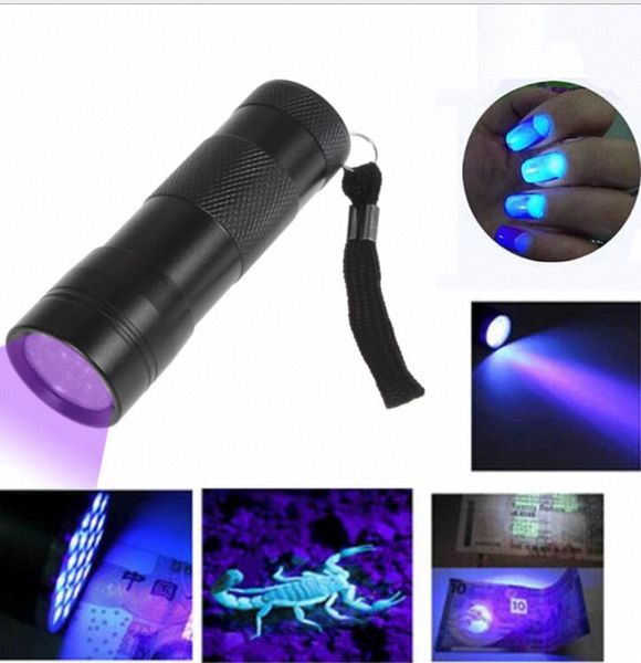Venda imperdível! 12 LED UV Lanterna Ultra Violet Camp Lamp Torch Anti-fake UV Flash Light mini lanternas de unhas led tochas