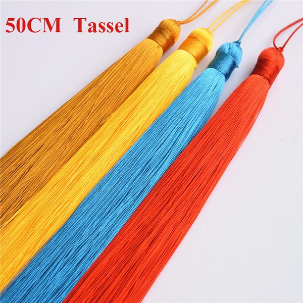 

wholesale new 50cm long ice silk tassel trim handmade craft jewelry making diy 11 colors optional 19.6'' tassel, Blue;slivery