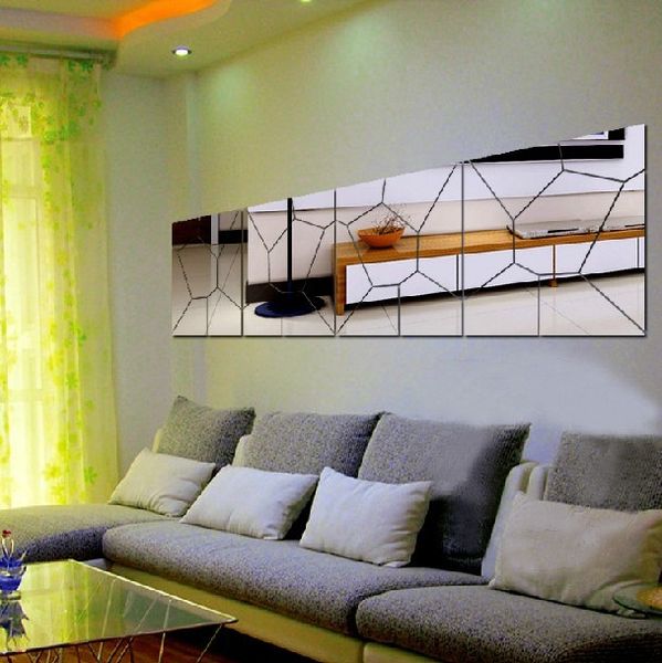 

diy square mirror sticker cut out shapes assemble , wall mirror sticker, 7pc per set , 4set per lot