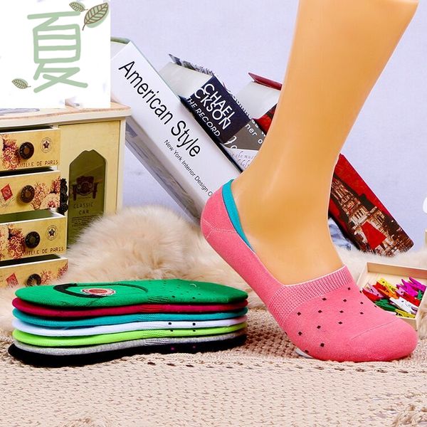 

summer short tube non-slip pure dot cotton ladies invisible boat socks personality fashion breathable invisible women boat socks, Black;white