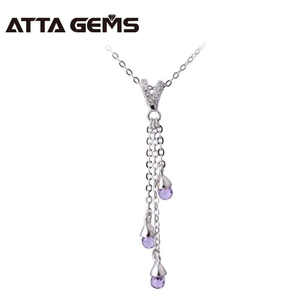 

natural amethyst 925 sterling silver pendant tear drop cutting february birthstone silver pendant women party