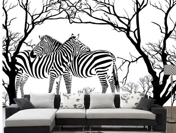 

современное искусство черно - белый рельефный абстрактный дерево зебра гостиная диван фон стены