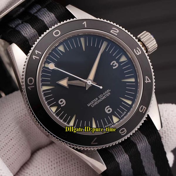 

море 300 м 233.32.41.21.01.001 черный циферблат miyota 8215 пересмотреть 8400 автоматические мужские часы сапфир стальной корпус нейлон реме, Slivery;brown