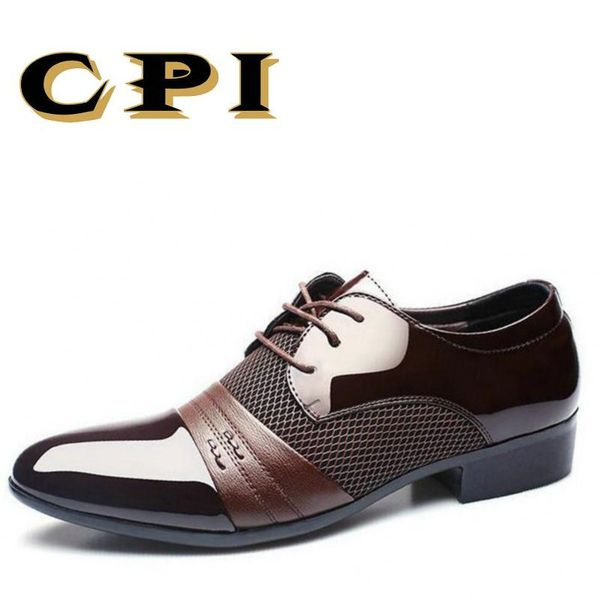 

cpi 2018 new men's dress leather shoes fashion men wedding dress shoes comfortable breathable men's banquet zy-20, Black