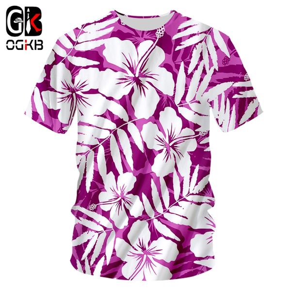 

ogkb t shirts hombre new o neck 3d tshirt print purple flower funny 6xl habiliment summer tee shirt drop ship, White;black