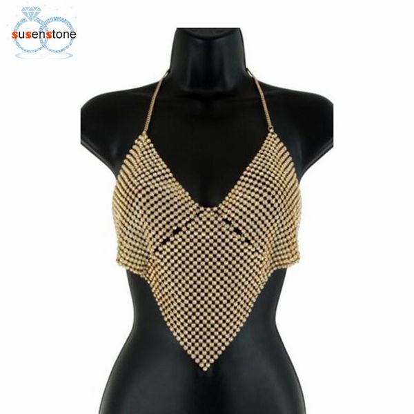 

susenstone women nightclub party body chain jewelry bikini waist gold belly beach harness slave necklace, Slivery;golden