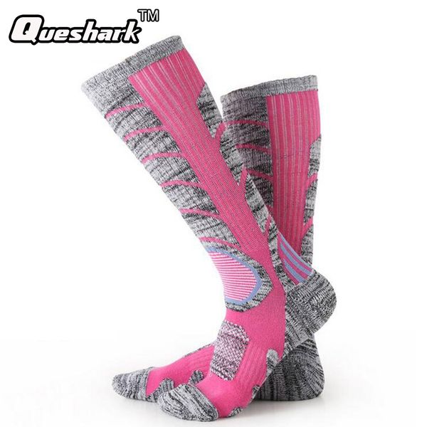 

winter warm men women thermal ski socks thick cotton sports snowboard cycling skiing soccer socks long, Black