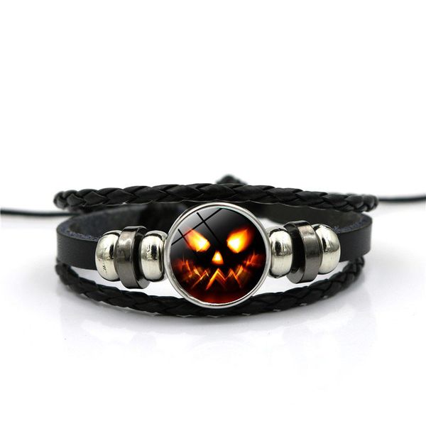 

fashion accessories black halloween leather bracelet glass dome witch black leather woven button bracelet jewelry gift, Golden;silver