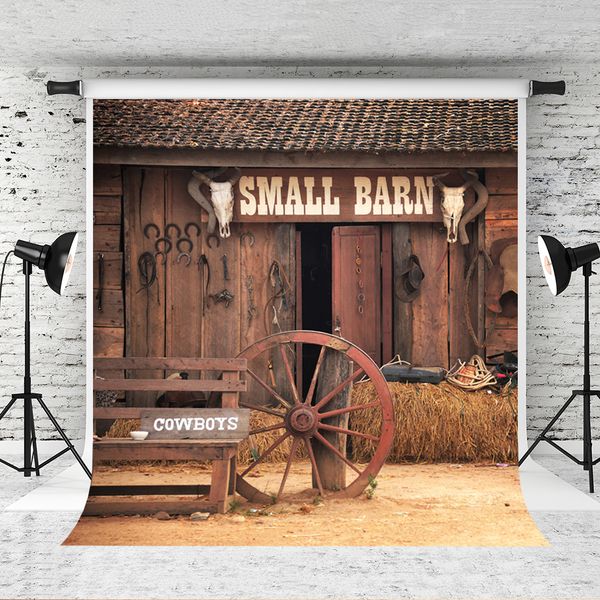 2020 Dream 5x7ft 150x220cm Small Barn Background Red Wood Door