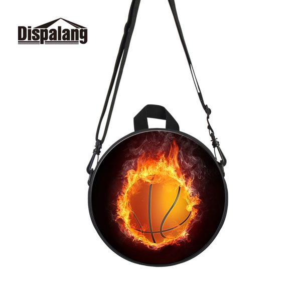 

dispalang branded round backpack at good satchel 3d print basketballl paerns on multi function knapsack for kids