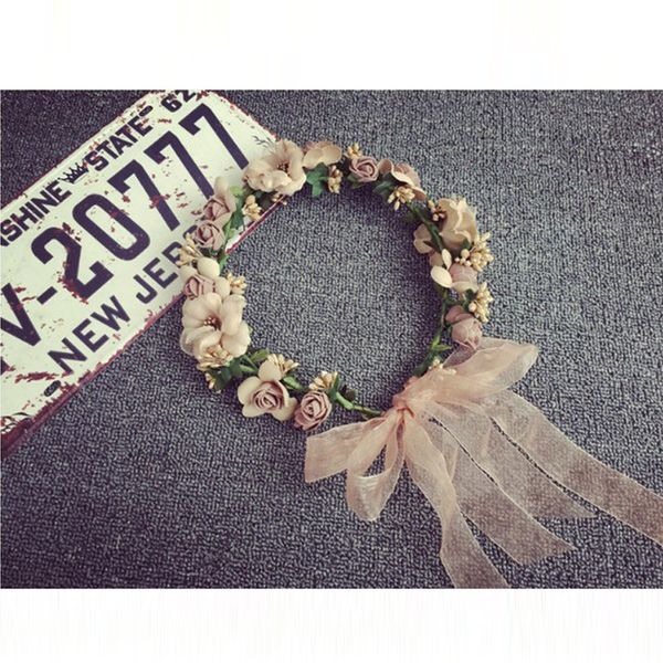 

10pcs wedding bride rose flower crown hairband wedding flower headband garland festival flower wreath elastic hair accessories, Silver