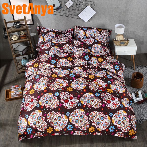 

svetanya pillowcase+duvet cover bedding set (no sheet) color skull bedlinen twin full  double king size