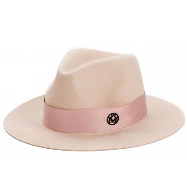 

ozyc ladies pink wool feodra hat winter womens m letter wool jazz fedoras pink hat for women large brim cowboy panama fedoras d18103006, Blue;gray