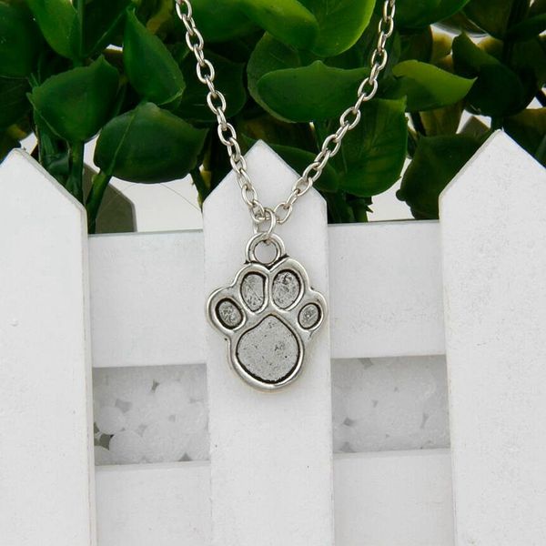 

2018 горячий древний серебряный медведь собака отпечаток ручной работы подвеска-шарм 45 см колье ожерелье мода творчество женщины мужчины юв, Silver