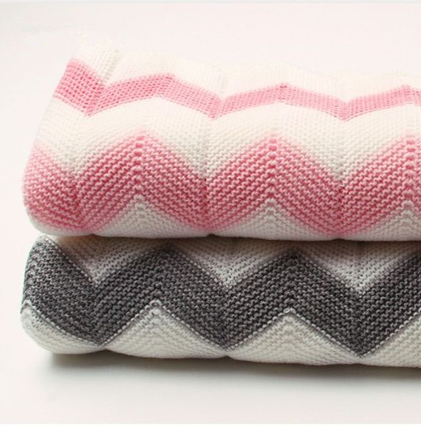 

newborn super soft swaddle wrap blankets stripe knitted infant baby basket blanket summer air conditioning toddler bedding quilt