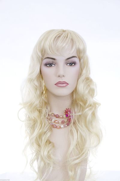 

light pale blonde blonde long wavy skin wigs, Black;brown