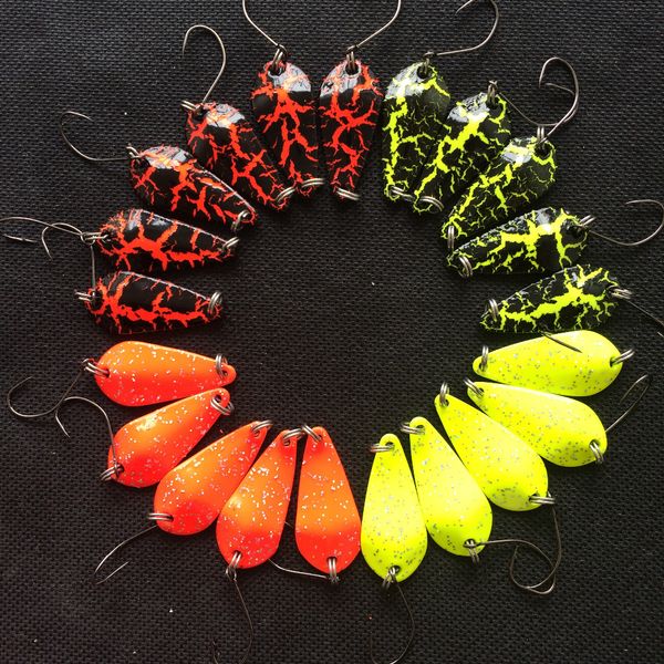

swolfy 20pcs 3cm 3.5g artificial spinner bait multicolor fishing spoon lure trout lure spoon copper metal spoon baits