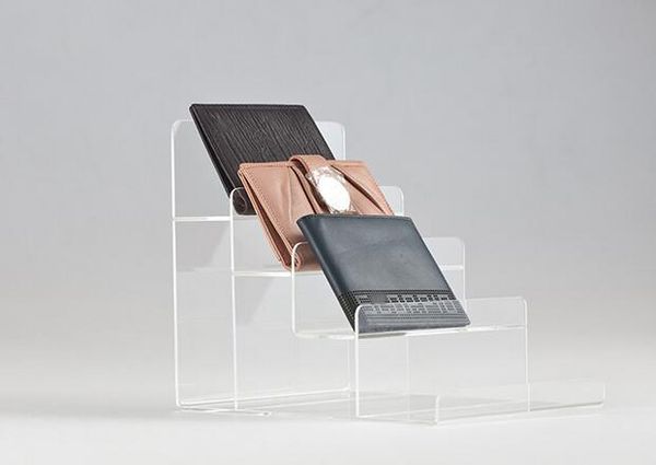 

four-layer reinforced acrylic wallet display stand purse holder nail polish cosmetics jewelry shelf phone display rack 2pcs/lot