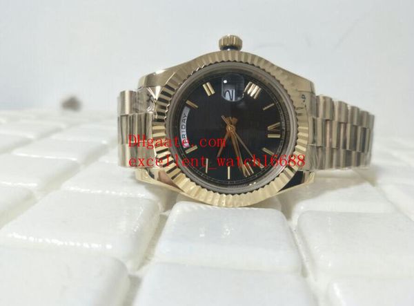 

new 2018 luxury watches 18k yellow gold day date president 40 mm 228238 black roman dial asian 2813 automatic mechanical men's watch, Slivery;brown