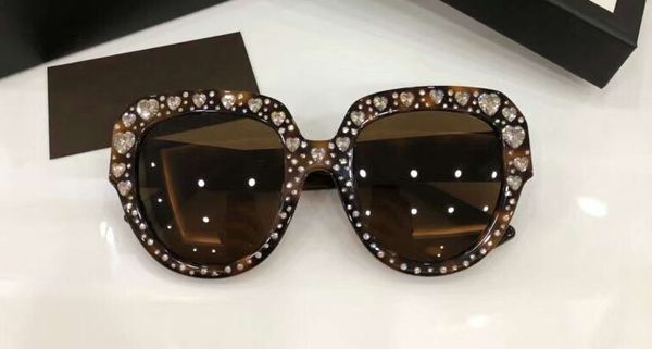 

luxury 0308 havana/brown sunglasses with stones 0308s women designer sunglasses sonnenbrille eyewear new with box, White;black