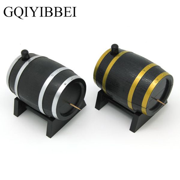

gqiyibbei creative household wine barrel plastic craft ornaments automatic toothpick box container dispenser holder popular