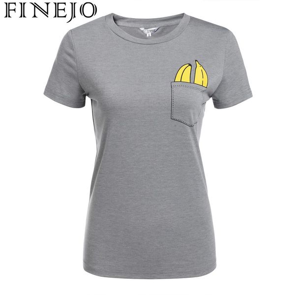 

finejo casual o-neck short sleeve print women's t-shirt top, White