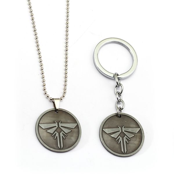 

the last of us keychain metal tag necklace beads chain alloy keyring pendant men key chain chaveiro game jewelry, Silver