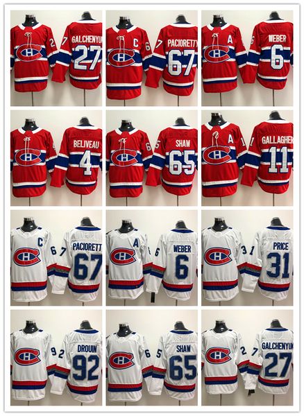 

2018 men's 31 carey price 6 shea weber 67 max pacioretty 27 alex galchenyuk 92 jonathan drouin 100 th hockey jerseys, Black;red