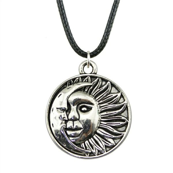 

wysiwyg 5 pieces leather chain necklaces pendants choker collar pendant necklace women sun and moon tag 29x25mm n6-b10500, Golden;silver