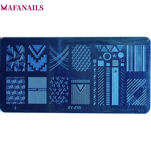 

1pcs 12*6cm rectangle nail stamping template geometric (triangle & square) patterns diy nail designs manicure stamp plate xyz033, White