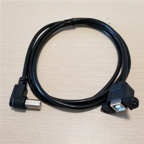 

10pcs/lot 90 degree elbow usb 2.0 type b male to female extension data cable panel mount with srews for printer mobile hard disk 1m