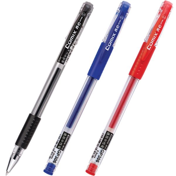

comix) gp306 red/blue/black ink 0.5mm office gel pens 12pcs/box