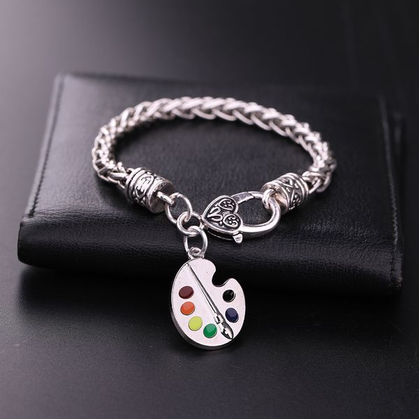 

dawapara crystal artist's palette pendant bracelets paint plate pendant diy necklace painter's jewelry drop shipping, Black
