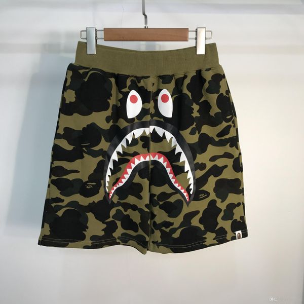 

men's shark camo shorts lover cotton camo causal shorts men casual camouflage beach shorts streetwear ing, Black