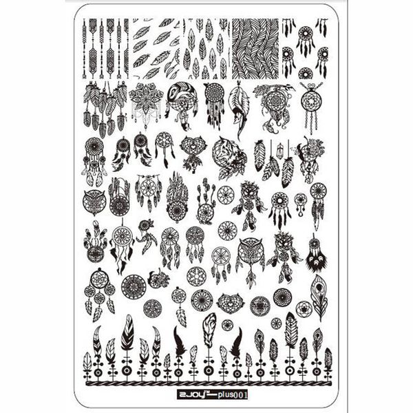

bluezoo nail art stamping steel plate template plates 3d diy nail manicure tool polish printing beauty art decorations, White