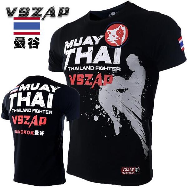 

VSZAP муай тай Таиланд тайский бокс фитнес с коротким рукавом футболка MMA обучение борьбе боевые искусства.
