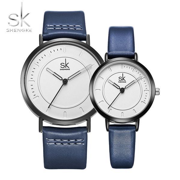 

sk brand new watch quartz men ladies wrist watches analog blue fashion simple leather strap valentine love birthday gift couple, Slivery;brown
