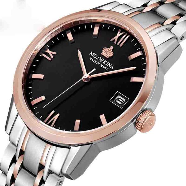 

wengle new mgorkina upscale classic sapphire steel strip commerce calendar luxury gift dress casual quartz watches, Slivery;brown