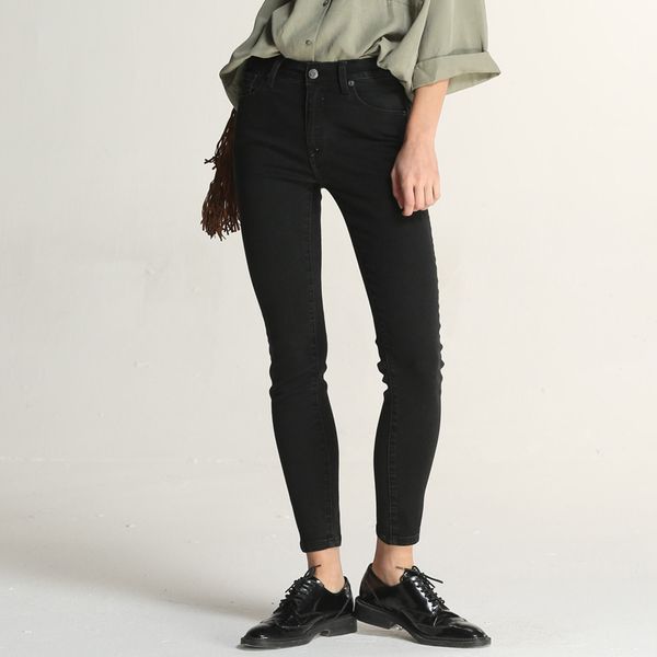 

2018 women jeans skinny basic style casual solid color denim pants slim stretch jeans, Blue