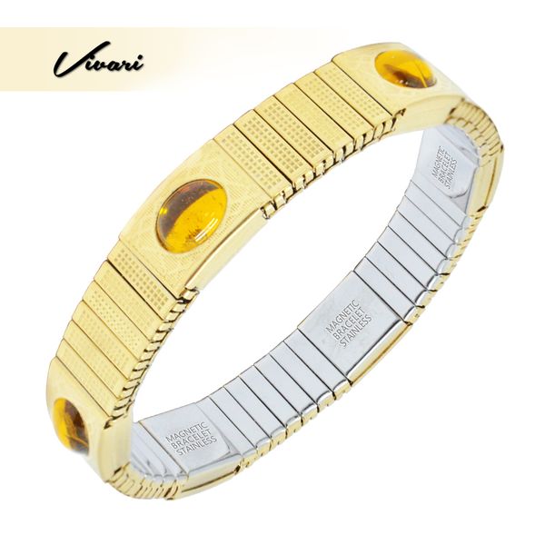

vivari new bio healing magnetic bracelet for women colored crystal stones elastic band stainless steel fashion bracelet jewelry, Black