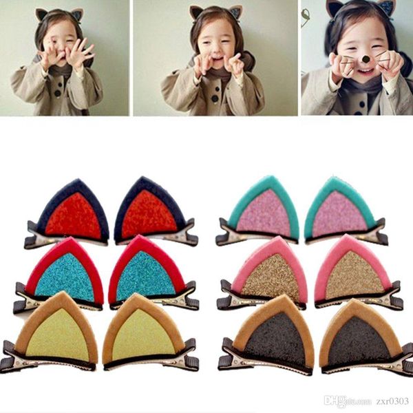 Little Girls Barrettes Cute Cat Ears Hair Clip Children Safety
