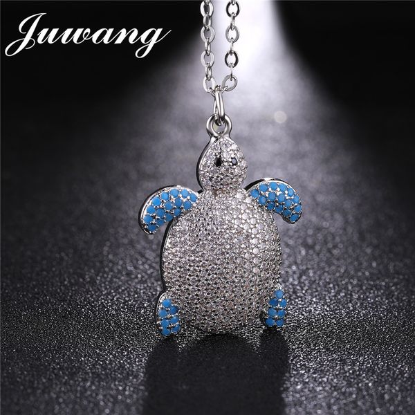 

juwang brand lovely crystal tortoise necklaces for woman man golden chains charm fashion jewelry pendants wholesale, Silver